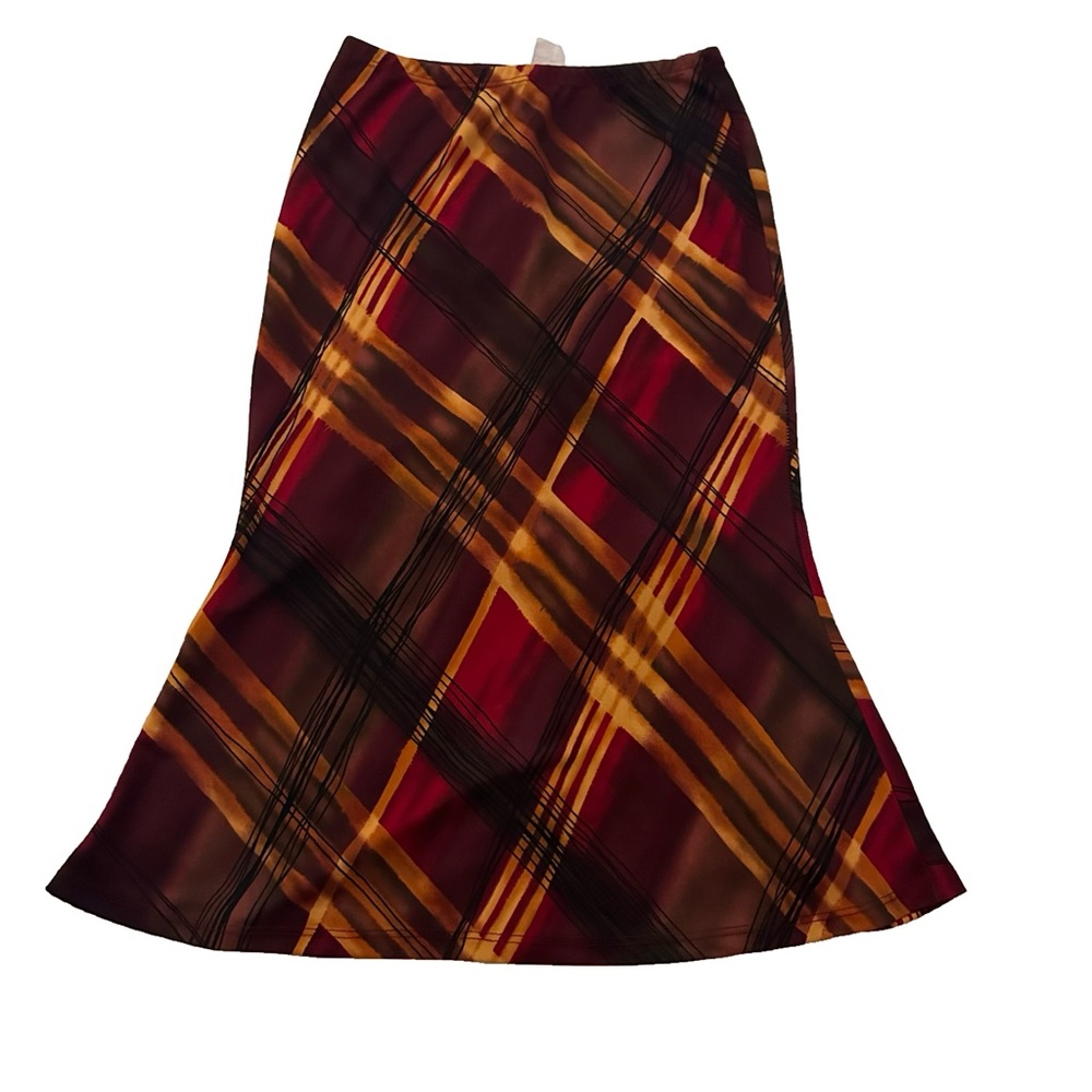vintage midi plaid skirt
